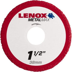 Lenox - 1-1/2" 40/50 Grit Diamond Cutoff Wheel - 0.05" Thick, 3/8" Arbor, 40,200 Max RPM, Use with Die Grinders - Americas Industrial Supply