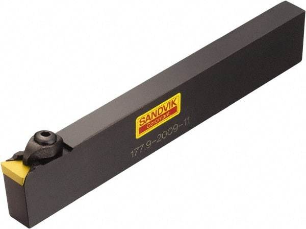 Sandvik Coromant - 177.9, Neutral Cut, 0° Lead Angle, 25mm Shank Height x 13mm Shank Width, Positive Rake Indexable Turning Toolholder - 180mm OAL, TPUN 16 03 08, TPU 322 Insert Compatibility, Series T-Max S - Americas Industrial Supply