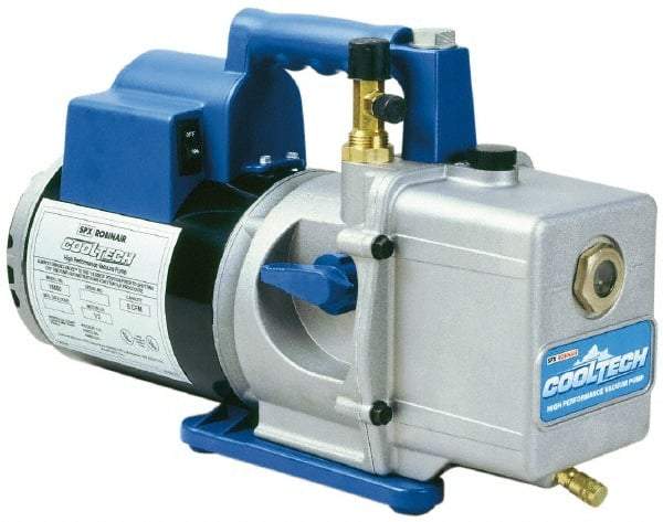 OTC - 6 CFM Automotive Vacuum Pump - 20 µ, 15 oz Oil Capacity, 2 Stages, 1/2 hp, 115 Volt - Americas Industrial Supply