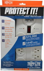 Tripp-Lite - 8 Outlets, 120 Volts, 15 Amps, 8' Cord, Power Outlet Strip - Free Hanging, Keyhole Mount, 5-15P NEMA Configuration, 9.55" Strip, UL1449 3rd Edition - Americas Industrial Supply