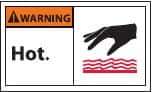 NMC - Accident Prevention Label, Header: WARNING - Legend: Warning - Hot, English, Black & Orange, 5" Long x 3" High, Sign Muscle Finish - Americas Industrial Supply