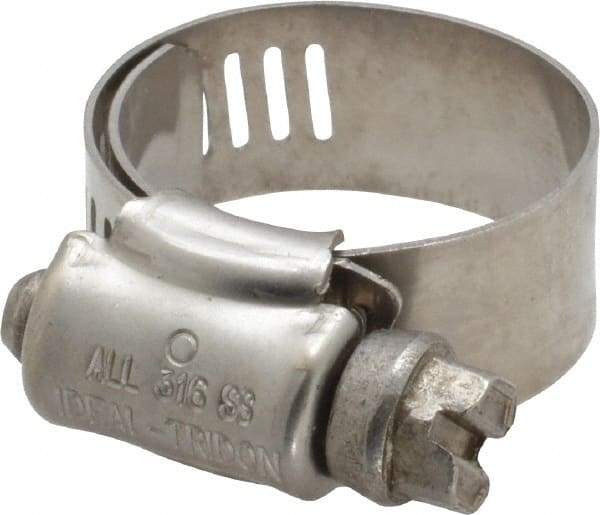 IDEAL TRIDON - SAE Size 8, 1/2 to 1" Diam, Stainless Steel Lined Worm Drive Clamp - Material Grade 316 - Americas Industrial Supply