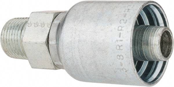 Parker - 3/8-18 Male NPTF Steel Hydraulic Hose Male Rigid Fitting - 10,000 psi, -8 Hose Size, 1/2" Hose Diam, Series 43 - Americas Industrial Supply