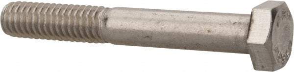 Value Collection - 5/16-18 UNC, 2-1/4" Length Under Head Hex Head Cap Screw - Partially Threaded, Grade 18-8 Stainless Steel, Uncoated, 1/2" Hex - Americas Industrial Supply