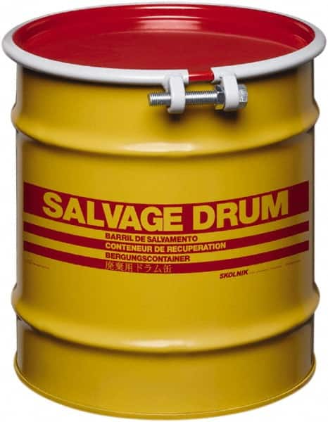 Made in USA - 10 Gallon Cylindrical Carbon Steel Open Head Drum - 17" High x 14" Diam - Americas Industrial Supply