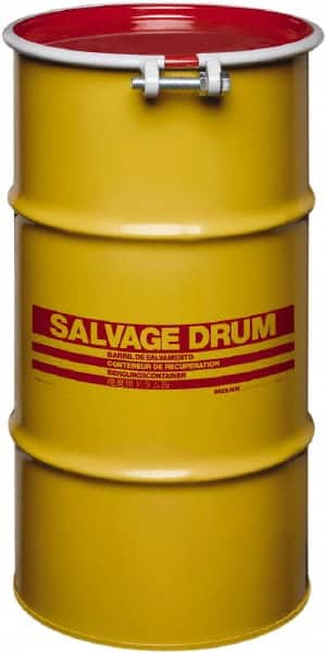 Made in USA - 16 Gallon Cylindrical Carbon Steel Open Head Drum - 27" High x 14" Diam - Americas Industrial Supply