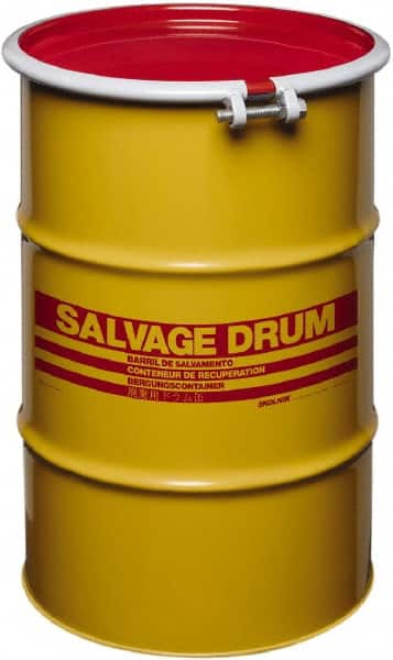 Made in USA - 30 Gallon Cylindrical Carbon Steel Open Head Drum - 27-1/2" High x 18-1/4" Diam - Americas Industrial Supply