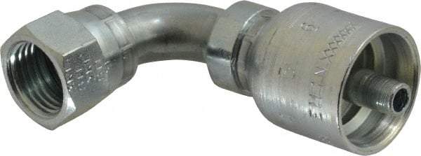 Parker - 9/16-18 Female JIC Steel Hydraulic Hose Female JIC Swivel & 90° Elbow & Short Drop - -4 Hose Size, 1/4" Hose Diam, Series 43 - Americas Industrial Supply