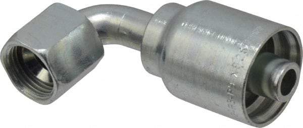 Parker - 3/4-16 Female JIC Steel Hydraulic Hose Female JIC Swivel & 90° Elbow & Short Drop - -8 Hose Size, 1/2" Hose Diam, Series 43 - Americas Industrial Supply