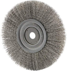 Weiler - 8" OD, 3/4" Arbor Hole, Crimped Stainless Steel Wheel Brush - 0.0118" Filament Diam - Americas Industrial Supply