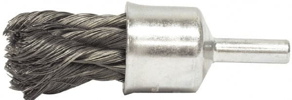 Weiler - 1/2" Brush Diam, Knotted, End Brush - 1/4" Diam Shank, 20,000 Max RPM - Americas Industrial Supply