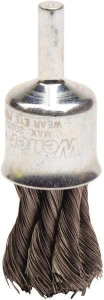 Weiler - 3/4" Brush Diam, Knotted, End Brush - 1/4" Diam Shank, 20,000 Max RPM - Americas Industrial Supply