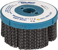 Weiler - 4" 80 Grit Silicon Carbide Disc Brush - Medium Grade, Plain Hole Connector, 1-1/2" Trim Length, 7/8" Arbor Hole - Americas Industrial Supply