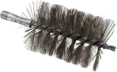 Schaefer Brush - 4-1/2" Brush Length, 3" Diam, Double Stem, Single Spiral Tube Brush - 7-1/4" Long, Stainless Steel, 1/4" NPSM Male Connection - Americas Industrial Supply