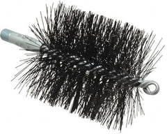 Schaefer Brush - 4-1/2" Brush Length, 4" Diam, Double Stem, Double Spiral Tube Brush - 7-1/2" Long, Tempered Steel Wire, 1/4" NPT Male Connection - Americas Industrial Supply