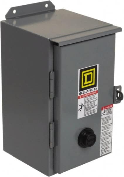 Square D - 208 Coil VAC at 60 Hz, 27 Amp, NEMA Size 1, Nonreversible Enclosed Enclosure NEMA Motor Starter - 3 hp at 1 Phase, 12 Enclosure Rating - Americas Industrial Supply