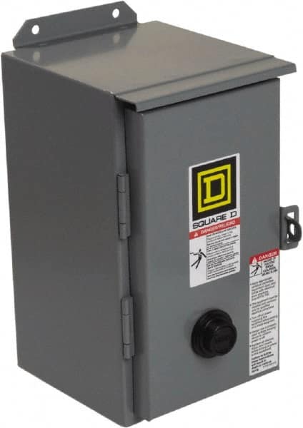 Square D - 110 Coil VAC at 50 Hz, 120 Coil VAC at 60 Hz, 27 Amp, NEMA Size 1, Nonreversible Enclosed Enclosure NEMA Motor Starter - 2 hp at 1 Phase, 12 Enclosure Rating - Americas Industrial Supply