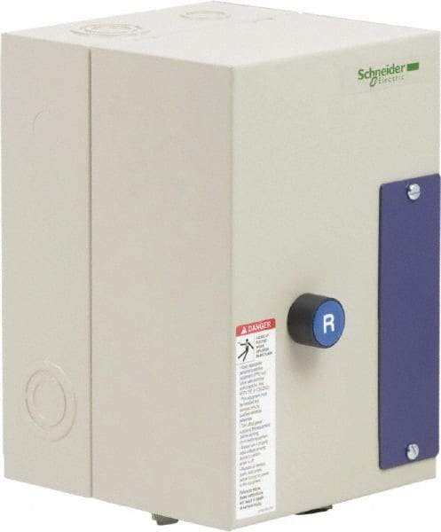 Schneider Electric - 9 Amp, 24 Coil VAC, Nonreversible Enclosed IEC Motor Starter - 1 Phase Hp: 0.3 at 120 VAC, 1 at 240 VAC, 3 Phase Hp: 2 at 208 VAC, 2 at 230 VAC, 5 at 460 VAC, 7.5 at 575 VAC - Americas Industrial Supply