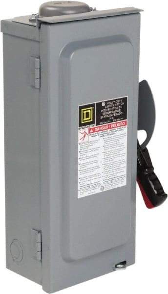 Square D - 30 Amp, 600 VAC/VDC, 3 Pole Nonfused Safety Switch - NEMA 3R, 10 hp at 600 VAC, 15 at 600 VDC (Single Phase), 30 hp at 600 VAC, 15 hp at 600 VDC (Triple Phase) - Americas Industrial Supply