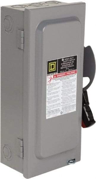 Square D - 30 Amp, 600 VAC/VDC, 3 Pole Nonfused Safety Switch - NEMA 1, 10 hp at 600 VAC, 15 at 600 VDC (Single Phase), 30 hp at 600 VAC, 15 hp at 600 VDC (Triple Phase) - Americas Industrial Supply