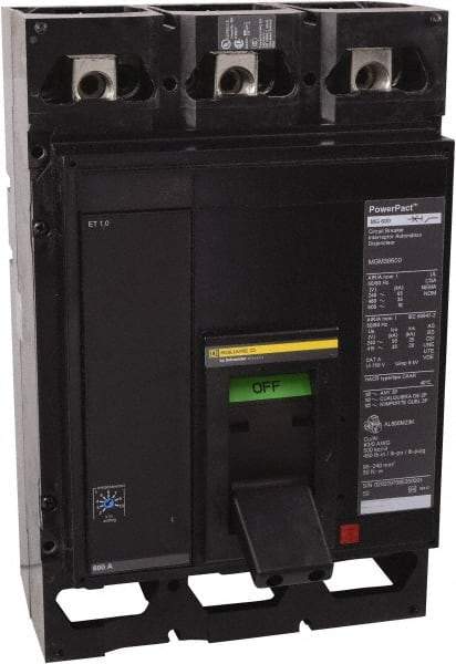 Square D - 800 Amp, 600 V, 3 Pole, Panel Mount Molded Case Circuit Breaker - Multiple Breaking Capacity Ratings - Americas Industrial Supply