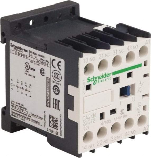 Schneider Electric - 2NC/2NO, 120 VAC at 50/60 Hz Control Relay - 17 V - Americas Industrial Supply