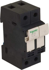 Schneider Electric - 2 Pole, 600 Volt, 32 Amp, DIN Rail Mount Fuse Holder - Compatible with 38mm Long x 35mm Wide and 10mm Diameter Fuse - Americas Industrial Supply