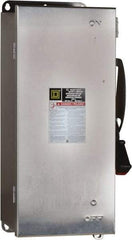 Square D - 100 Amp, 240 VAC, 250 VDC, 2 Pole Fused Safety Switch - NEMA 12, 3, 3R, 4 & 4X, 15 hp at 240 VAC, 20 hp at 250 VDC (Single Phase), 30 hp at 240 Vac, 20 hp at 250 VDC (Triple Phase), DPST Contact Form - Americas Industrial Supply