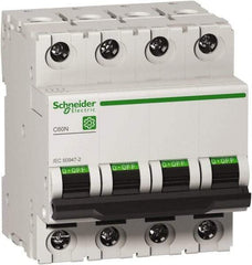 Schneider Electric - 40 Amp, 440 VAC, 4 Pole, DIN Rail Mounted Miniature Circuit Breaker - Magnetic Trip, Multiple Breaking Capacity Ratings, 18-2 AWG, 76mm Deep x 81mm High x 72mm Wide - Americas Industrial Supply