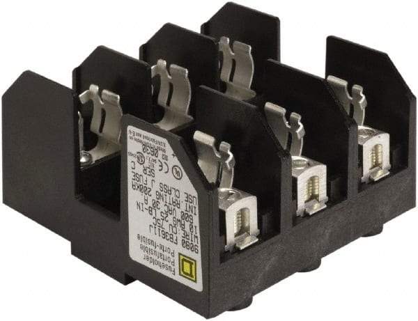 Square D - 3 Pole, 600 Volt, 30 Amp, DIN Rail Mount Fuse Holder - Compatible with J Class Fuse - Americas Industrial Supply