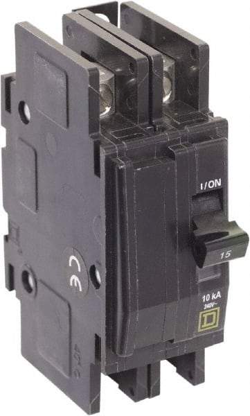 Square D - 15 Amp, 240 VAC, 2 Pole, Panel Mount Miniature Circuit Breaker - 14-2 AWG - Americas Industrial Supply