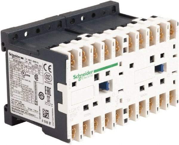 Schneider Electric - 3 Pole, 24 Coil VAC at 50/60 Hz, 12 Amp at 440 VAC, 16 Amp at 690 VAC and 20 Amp at 440 VAC, Reversible IEC Contactor - BS 5424, CSA, IEC 60947, NF C 63-110, RoHS Compliant, UL Listed, VDE 0660 - Americas Industrial Supply