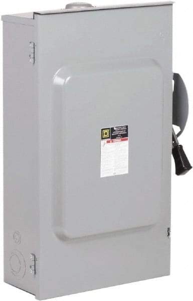 Square D - 200 Amp, 240 VAC, 2 Pole Fused Safety Switch - NEMA 3R, 15 hp at 240 VAC (Single Phase), 60 hp at 240 VAC (Triple Phase), DPST Contact Form - Americas Industrial Supply