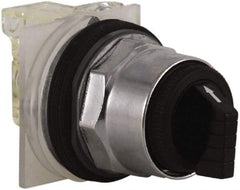 Schneider Electric - 30mm Mount Hole, 3 Position, Knob and Pushbutton Operated, Selector Switch - Black, Maintained (MA), NO/NC, Weatherproof and Dust and Oil Resistant - Americas Industrial Supply