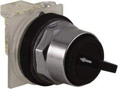 Schneider Electric - 1.18 Inch Mount Hole, 3 Position, Knob and Pushbutton Operated, Selector Switch - Black, Maintained (MA), NO/NC, Weatherproof and Dust and Oil Resistant - Americas Industrial Supply