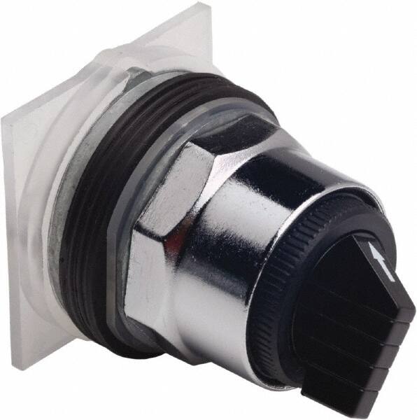 Schneider Electric - 30mm Mount Hole, 2 Position, Knob and Pushbutton Operated, Selector Switch Only - Black, Momentary (MO), without Contact Blocks, Weatherproof and Dust and Oil Resistant - Americas Industrial Supply