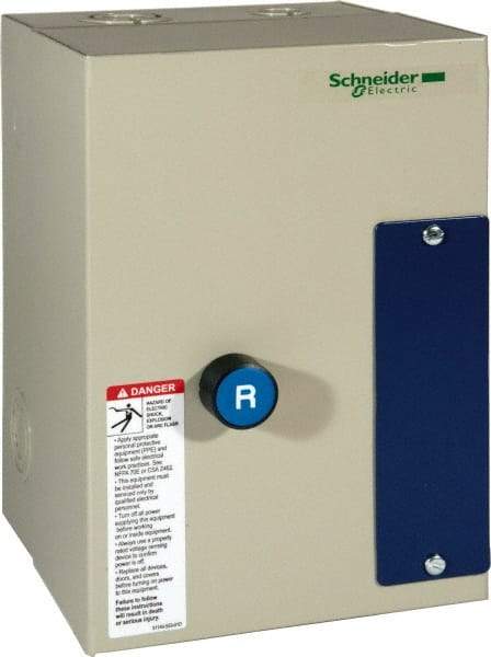 Schneider Electric - 3 Pole, 12 Amp, 24 Coil VAC, Nonreversible Enclosed IEC Motor Starter - 1 Phase Hp: 0.5 at 120 VAC, 2 at 240 VAC, 3 Phase Hp: 10 at 575 VAC, 3 at 208 VAC, 3 at 230 VAC, 7.5 at 460 VAC - Americas Industrial Supply