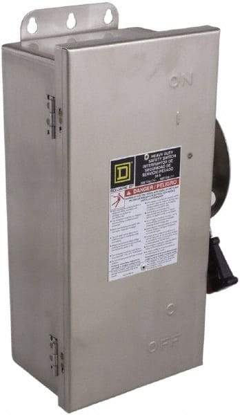 Square D - 100 Amp, 600 VAC/VDC, 3 Pole Fused Safety Switch - NEMA 12, 3, 3R, 4 & 4X, 30 hp at 480 VAC (Single Phase), 75 hp at 600 VAC, 50 hp at 600 VDC (Triple Phase), 3PST Contact Form - Americas Industrial Supply