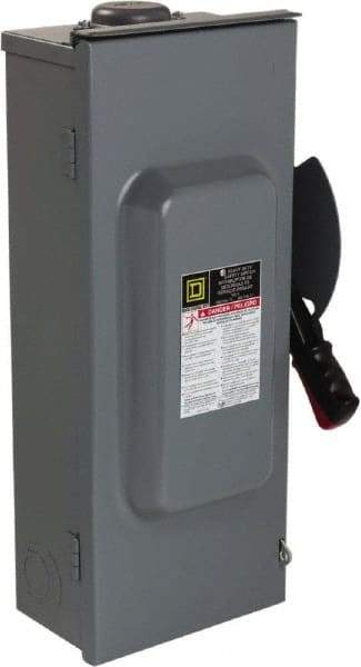 Square D - 100 Amp, 600 VAC/VDC, 3 Pole Nonfused Safety Switch - NEMA 3R, 40 hp at 600 VAC, 50 hp at 600 VDC (Single Phase), 100 hp at 600 VAC, 50 hp at 600 VDC (Triple Phase), 3PST Contact Form - Americas Industrial Supply