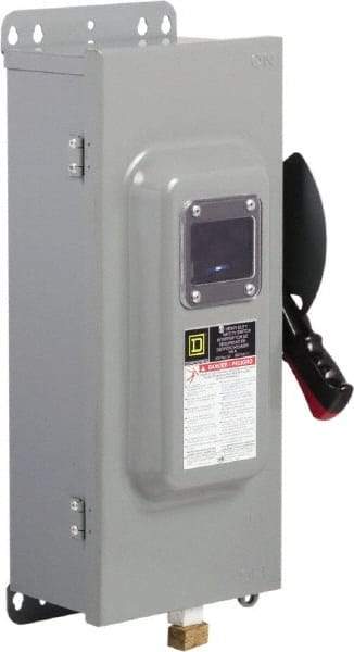 Square D - 100 Amp, 600 VAC/VDC, 3 Pole Fused Safety Switch - NEMA 12 & 3R, 30 hp at 480 VAC (Single Phase), 75 hp at 600 VAC, 50 hp at 600 VDC (Triple Phase) - Americas Industrial Supply