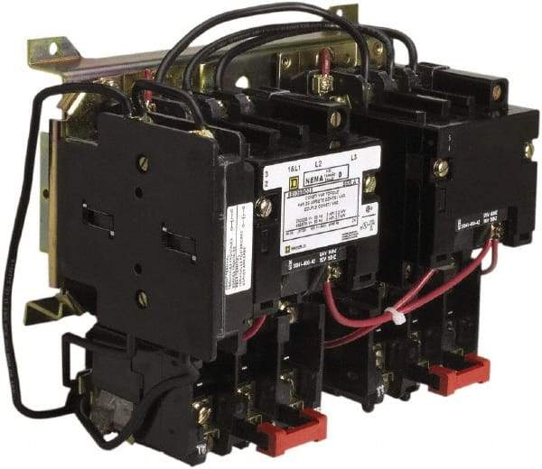 Square D - 110 Coil VAC at 50 Hz, 120 Coil VAC at 60 Hz, 135 Amp, NEMA Size 4, Nonreversible Open Enclosure NEMA Motor Starter - 1 Phase hp: 100 at 460-575 Volt, 40 at 200 Volt, 50 at 230 Volt, 75 at 380 Volt - Americas Industrial Supply