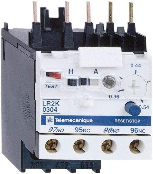 Schneider Electric - 0.36 to 0.54 Amp, 250 VDC, 690 Volt and 690 VAC, Thermal IEC Overload Relay - Trip Class 10A, For Use with LC1K, LC7K, LP1K and LP4K - Americas Industrial Supply