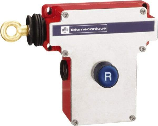 Telemecanique Sensors - 10 Amp, NO/NC Configuration, Left Hand Operation, Rope Operated Limit Switch - Pushbutton Reset, Cable Pull, No Pilot Light, 300 VAC - Americas Industrial Supply