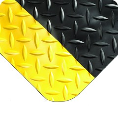 Diamond-Plate SelectÂ 3' x 5' Black/YellowÂ Work Mat - Americas Industrial Supply