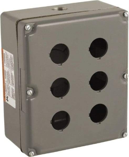 Schneider Electric - 6 Hole, 30mm Hole Diameter, Zinc Alloy Pushbutton Switch Enclosure - 3, 4, 13 NEMA Rated - Americas Industrial Supply