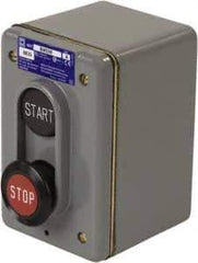 Schneider Electric - 2 Operator, Flush Pushbutton, Mushroom Head Control Station - Start, Stop (Legend), Momentary Switch, NO/NC Contact, NEMA 1, 4 - Americas Industrial Supply