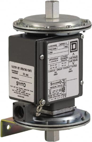 Square D - 4, 13 and 4X NEMA Rated, SPDT, 1.5 to 75 psi, Electromechanical Pressure and Level Switch - Exact Industrial Supply