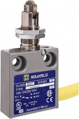Square D - SPDT, NC/NO, 240 VAC, Prewired Terminal, Roller Plunger Actuator, General Purpose Limit Switch - 1, 2, 4, 6, 6P NEMA Rating, IP67 IPR Rating, Panel Mount, 80 Ounce Operating Force - Americas Industrial Supply