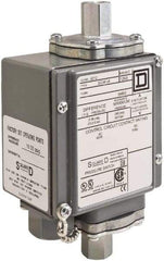 Square D - 4, 13 and 4X NEMA Rated, DPDT, 5,000 psi, Electromechanical Pressure and Level Switch - Adjustable Pressure, 120 VAC at 6 Amp, 125 VDC at 0.22 Amp, 240 VAC at 3 Amp, 250 VDC at 0.11 Amp, 1/4 Inch Connector, Screw Terminal, For Use with 9012G - Americas Industrial Supply