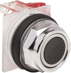 Schneider Electric - 30mm Mount Hole, Extended Straight, Pushbutton Switch with Contact Block - Black Pushbutton, Momentary (MO) - Americas Industrial Supply